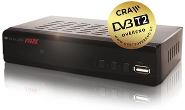 ZIRCON DVB-T/T2 přijímač FIRE SE/ Full HD/ MPEG2/ MPEG4/ H.265/HEVC/ CRA ověřeno/ PVR/ EPG/ USB/ HDMI/ SCART/ černý