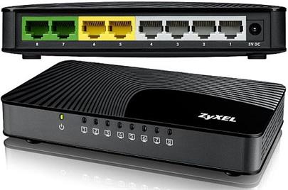 ZyXEL GS-108S, 8-port 10/100/1000Mbps Gigabit Ethernet switch, 3 QoS ports (1port "High", 2ports "Middle"), 802.3az