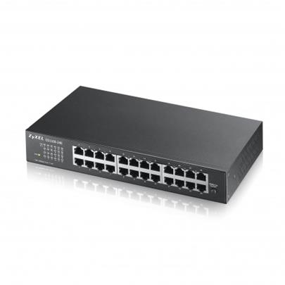 ZyXEL GS1100-24E, 24-port 10/100/1000Mbps Gigabit Ethernet switch 2x open SFP, Fanless, 802.3az (Green), 19" rackmount