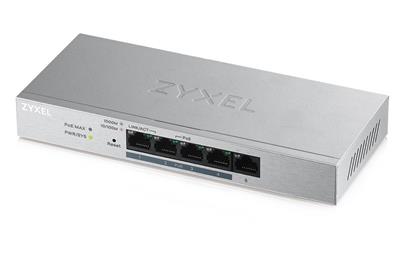 Zyxel GS1200-5HP v2, 5-port Desktop Gigabit Web Smart switch: 5x Gigabit metal, 4x PoE (802.3at, 30W)