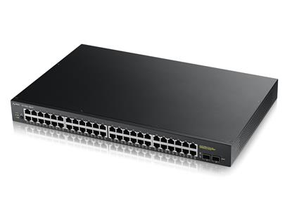 ZyXEL GS1900-48HP, 50-port Gigabit Web Smart switch: 48x Gigabit metal + 2x SFP, IPv6, 802.3az (Green), Easy set up wiza