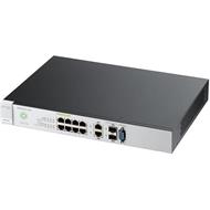 Zyxel NSW100-10P, 10-port GbE Nebula Cloud Managed (L2) PoE Switch: 8x GbE + 2x dual personality (GbE/SFP), PoE (802.3at