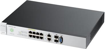 Zyxel NSW100-10P, 10-port GbE Nebula Cloud Managed (L2) PoE Switch: 8x GbE + 2x dual personality (GbE/SFP), PoE (802.3at